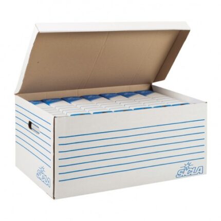 CONTENEUR 37,5X63X29 EN CARTON ONDULÉ BLANCHI AVEC COUVERCLE