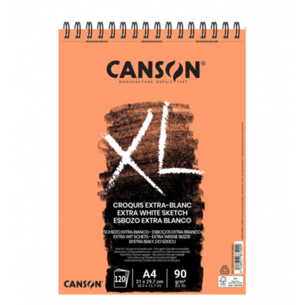 Bloc Canson XL Croquis Extra Blanc A4 120F 90g