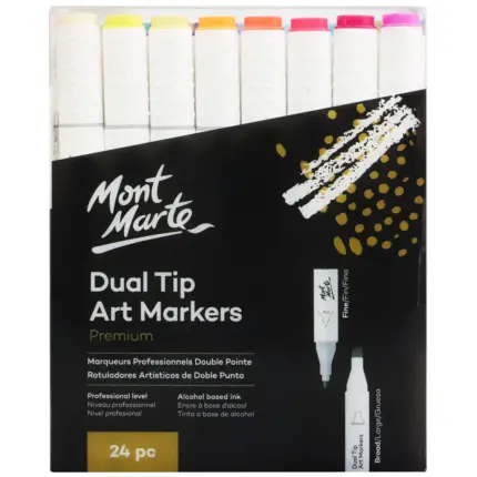 Marqueurs d'art à double pointe Premium – Ensemble de 24 pièces.