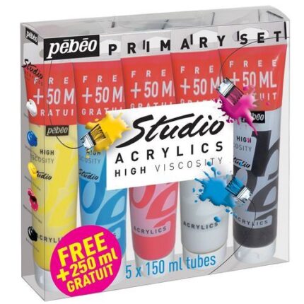 PAQUET DE PEINTURES PEBEO STUDIO ACRYLIC 5X150ML