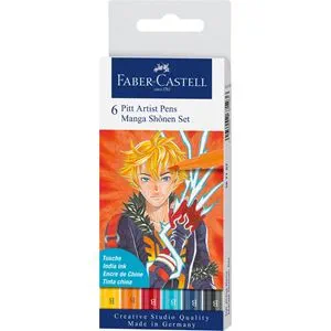 POCHETTE DE 6 FEUTRES FABER CASTELL ENCRE DE CHINE MANGA SHONEN