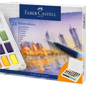PEINTURE AQUAREL 24 COUL WATERCOL FABER-CASTELL 169724 GODET