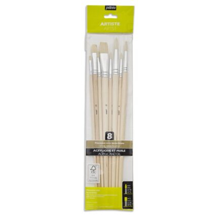 POCH DE 8 BROSSES SOIE BEAU BLANC MANCHE LONG PEBEO R:950150