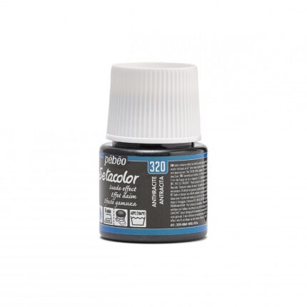 PEINTURE TISSU PEBEO SETACOLOR EFFET DAIM ANTHRACITE N°320