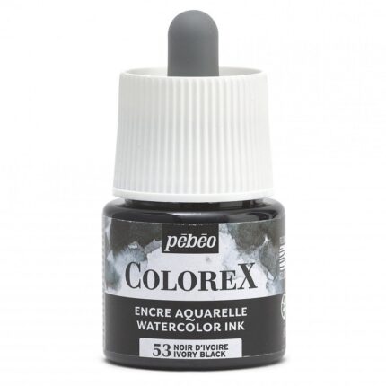 ENCRE AQUARELLE COLOREX 45ML N°53 NOIR D'IVOIRE PEBEO