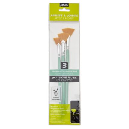 POCH DE 3 PINCEAUX POLYAMIDE DORE MAN COURT PEBEO REF.951130