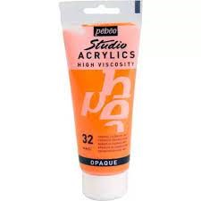 PEINTURE PEBEO STUD ACRYLIC 100ML N°32 ORANGE CADMIUM IMIT