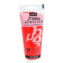 PEINTURE PEBEO STUDIO ACRYLIC 100ML N°33 ROUGE CADMIUM IMIT