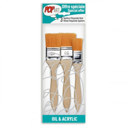 JEUX DE 3 BROSSES POLYAMIDE DORE N:25,40,50 PEBEO REF:950550