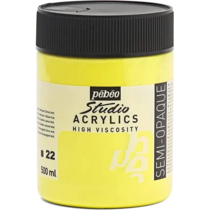 ACRYLICS STUDIO PEBEO 500ML N°22 JAUNE CADMIUM CITRON IMIT