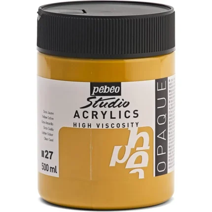 ACRYLICS STUDIO PEBEO 500ML N°27 OCRE JAUNE
