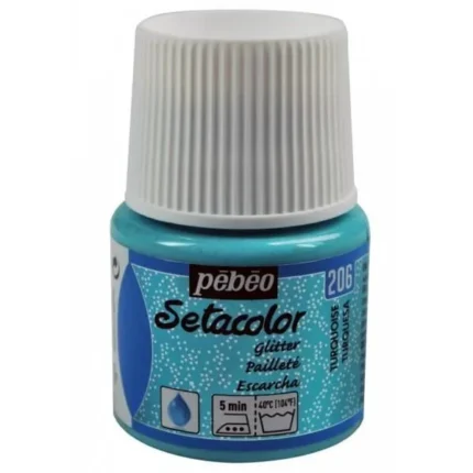 PEINTURE TISSU PEBEO SETACOLOR PAILLETE TURQUOISE 45ML N°206
