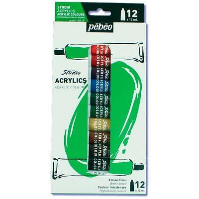PAQUET DE 12X12ML TUBES PEINTURE ACRYLIQUE PEBEO REF:668700
