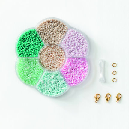 FO69 PACK DE 90 grs DE PERLES ROCAILLES, PERLES PASTEL  + 3 FILS NYLON DE 1 m , 3 FERMOIRS