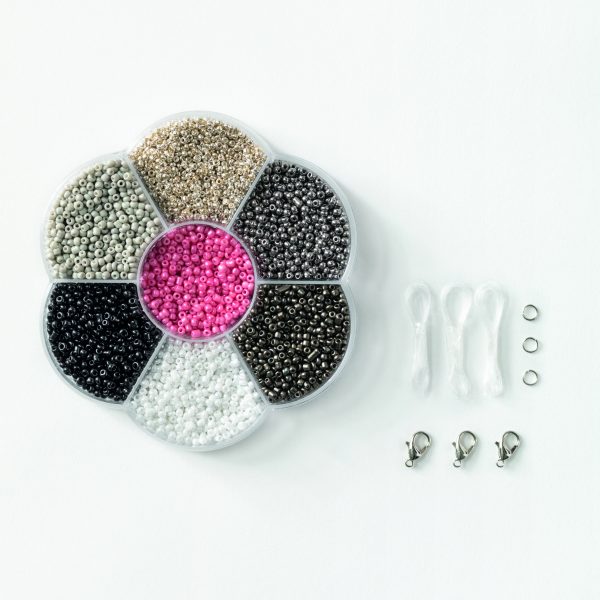 PACK  DE 90 grs DE PERLES ROCAILLES, PERLES ARGENT  + 3 FILS NYLON DE 1 m , 3 FERMOIRS