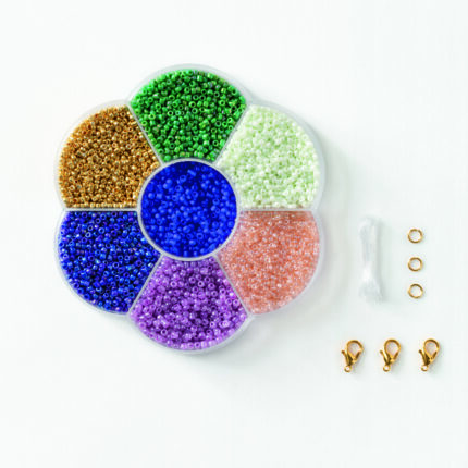 FO71 PACK DE 90 grs DE  PERLES ROCAILLES, COULEURS MIXTES + 3 FILS NYLON DE 1 m , 3 FERMOIRS