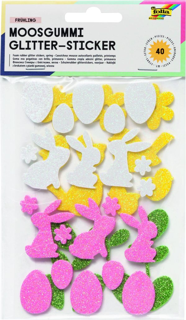 POCHETTE 40 STICKER AUTOCOL PAILLET MOUSSE  PRINTEMP ASSORTIES