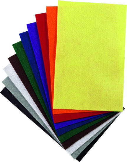 FO36 10 FEUILLES  FEUTRINE 150G/M² 20X30CM, COUL ASSORTIES