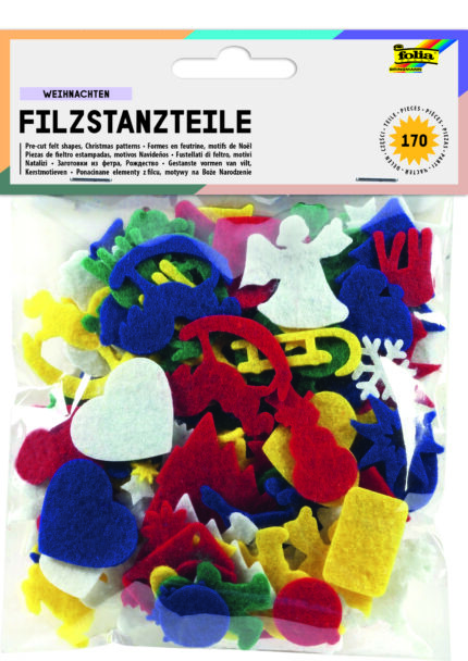 FO39 POCHETTE DE 170 FORMES FEUTRINE "NOËL" TAILLES ET COULEURS ASSORTIS