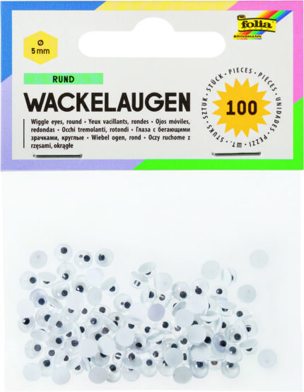 "FO1 POCHETTE DE 100 YEUX MOBILES,  BLANC  ROND Ø 5MM"