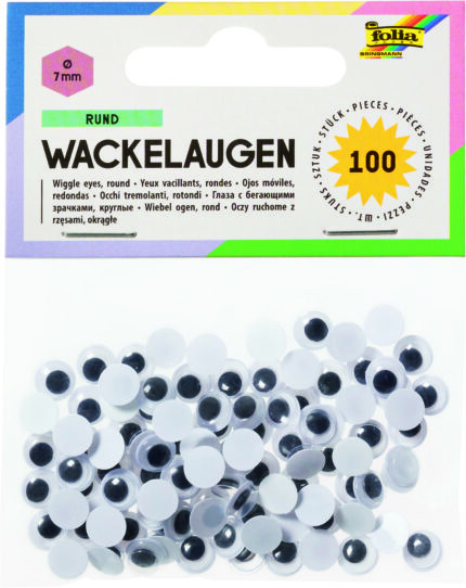 "FO2 POCHETTE DE 100 YEUX MOBILES,  BLANC   ROND Ø 7MM"