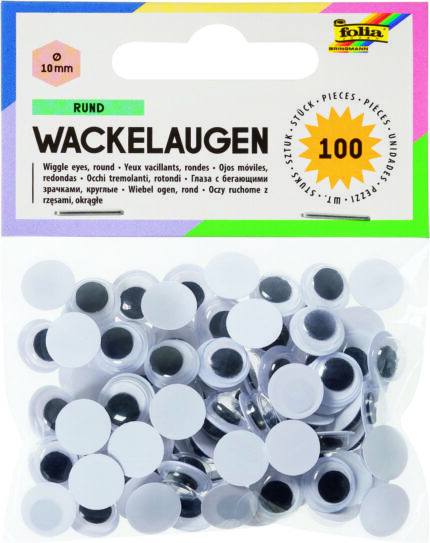 "FO3 POCHETTE DE 100 YEUX MOBILES,  BLANC  ROND Ø 10MM"