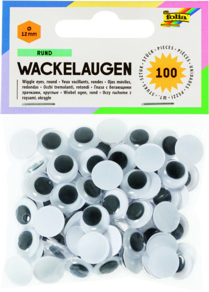 "FO5 POCHETTE DE 100 YEUX MOBILES , BLANC   ROND Ø 12MM"