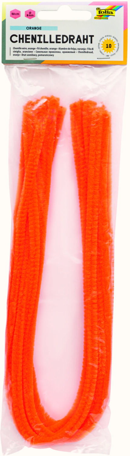 FO10 POCHETTE 10  CHENILLES 50 cm X 8 mm ORANGE N°40