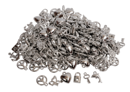 OC27 - SACHET 200 PERLES BRELOQUE ARGENT 15 mm