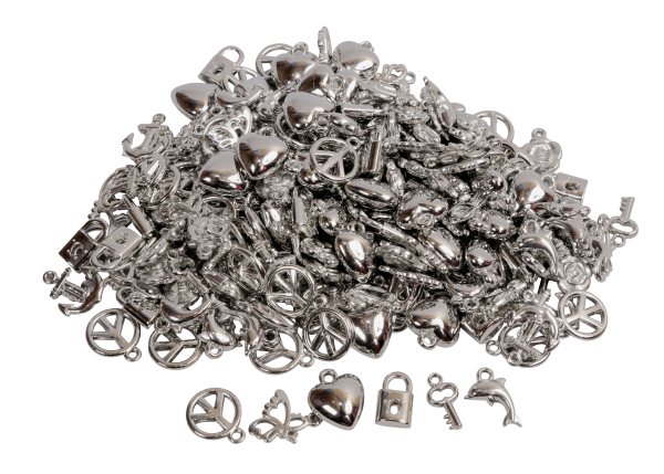 SACHET 200 PERLES BRELOQUE ARGENT 15 mm