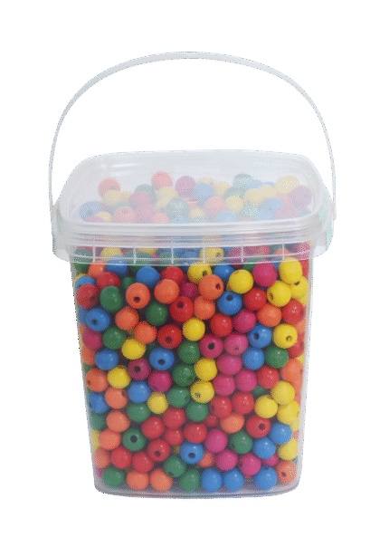 OC31 - SEAU 1100 PERLES RONDES BOIS COULEURS Ø 10 mm