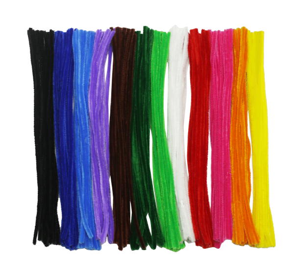 180 CHENILLES COULEUR VIVES - Ø 6 mmX30 cm - (12 COUL ASSORTIE)